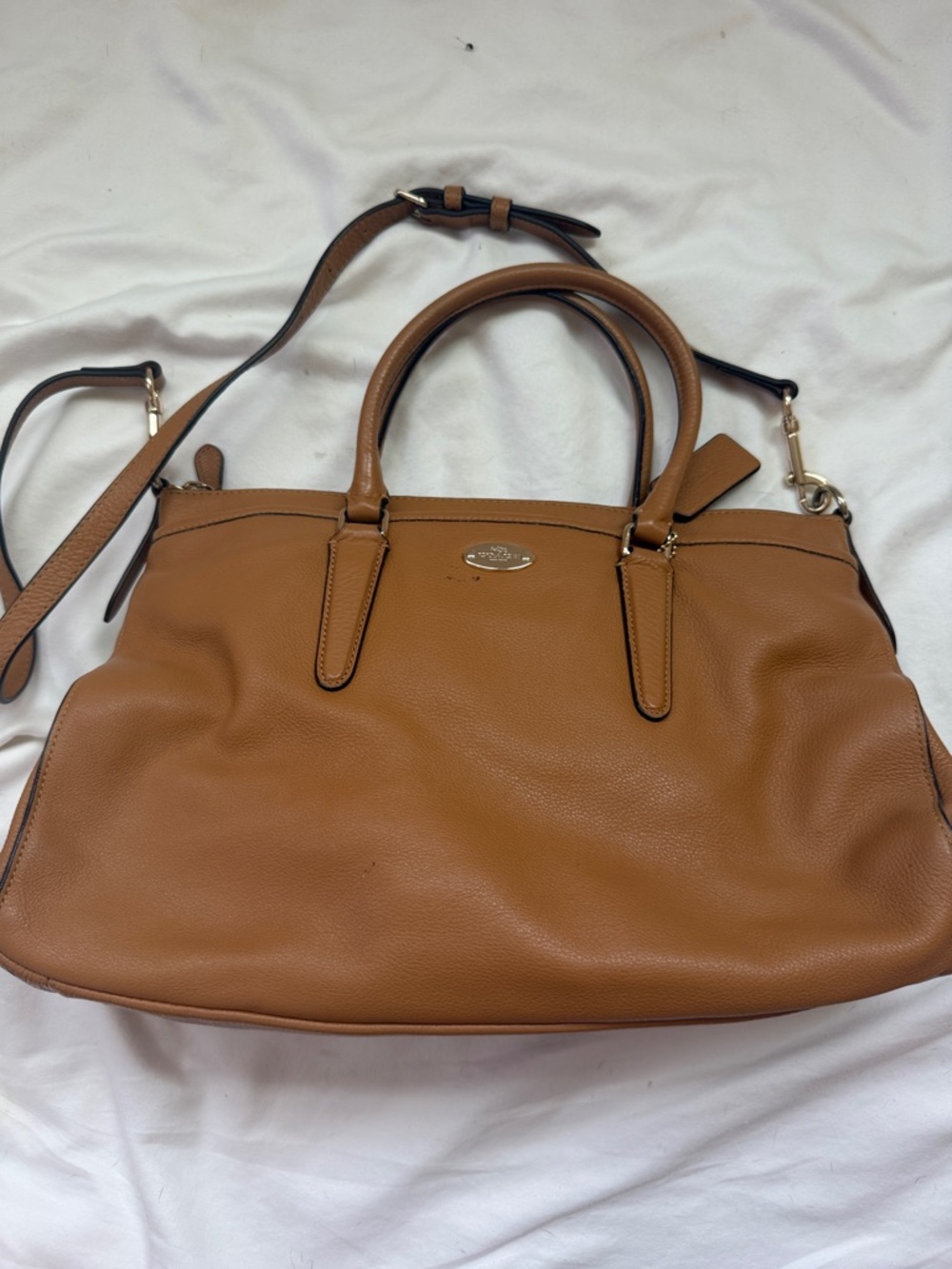 Coach Cognac Leather Satchel with Removable Strap